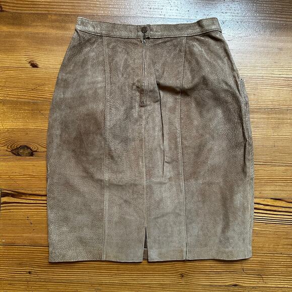 Trumps Sport vintage camel suede leather midi skirt SIZE 11/12 - Picture 5 of 5